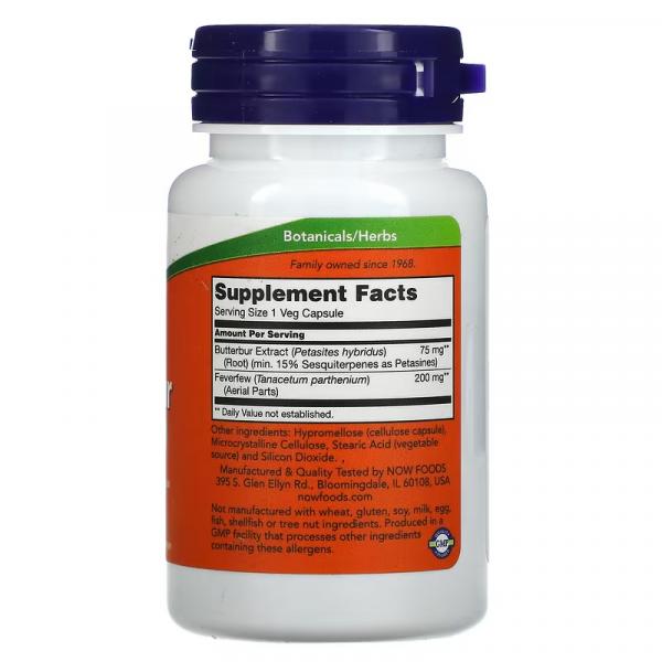 Белокопытник, Butterbur, NOW Foods, 60 растительных капсул - Фото 2