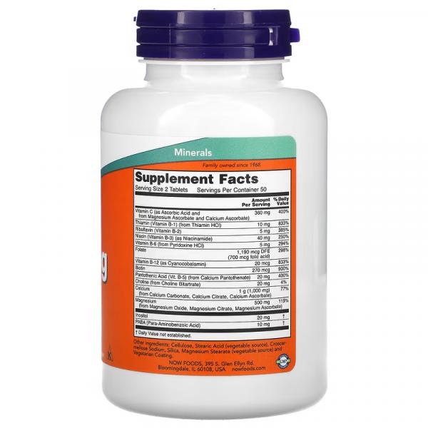 Кальций и магний для снятия стресса, Cal-Mag, Stress Formula, Now Foods, 100 таблеток - Фото 2