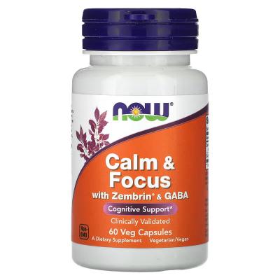 Calm & Focus с зембрином и ГАМК, Calm & Focus with Zembrin GABA, NOW Foods, 60 растительных капсул