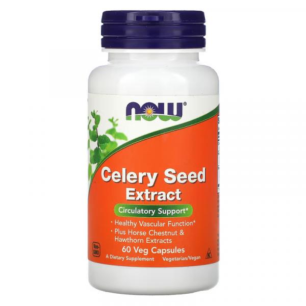 Екстракт насіння селери, Celery Seed Extract, NOW Foods, 60 рослинних капсул - Фото 1