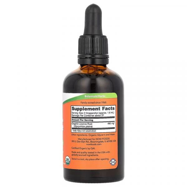 Сертифицированный корень органической солодки, Certifie Organic Licorice Root, NOW Foods, 59 мл - Фото 2