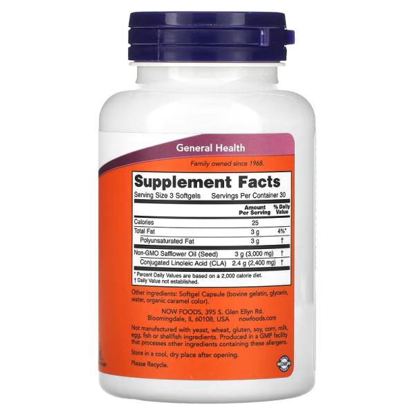 КЛК (конъюгированная линолевая кислота), CLA, NOW Foods, 800 мг, 90 мягких таблеток - Фото 2