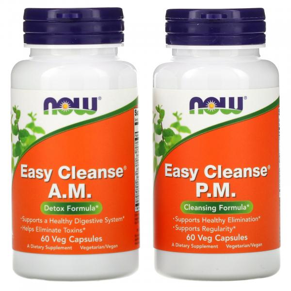 Препарат для детоксикации, Easy Cleanse, Now Foods, 2 флакона, по 60 растительных капсул - Фото 1