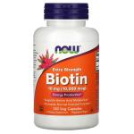 Биотин повышенной силы действия, Extra Strength Biotin, Now Foods, 10 мг, 120 вегетарианских капсул - Фото миниатюра 1