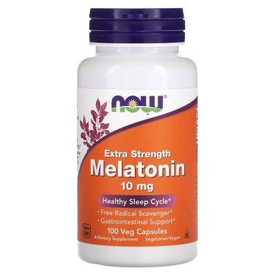 Мелатонин усиленного действия, Extra Strength Melatonin, NOW Foods, 10 мг, 100 растительных капсул