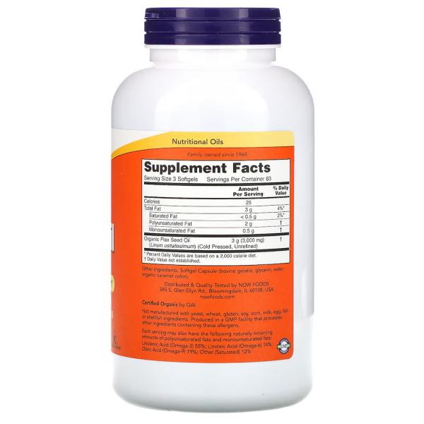 Льняное масло с высоким содержанием лигнана, High Lignan Flax Oil, Now Foods, 1000 мг, 250 капсул - Фото 2