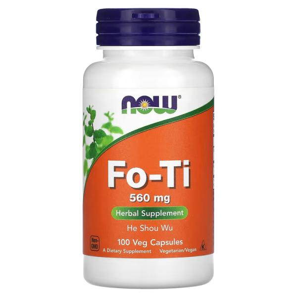 Горец многоцветковый, Fo-Ti, He Shou Wu, NOW Foods, 560 мг, 100 вегетарианских капсул - Фото 1