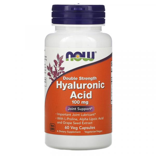 Гиалуроновая кислота, Hyaluronic Acid, Now Foods, 100 мг, 60 капсул - Фото 1