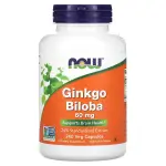 Гінкго білоба, Ginkgo Biloba, 60 мг, NOW Foods, 240 рослинних капсул - Фото миниатюра 1