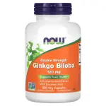 Гинкго билоба, двойной силы действия, Ginkgo Biloba Double Strength, 120 мг, NOW Foods, 200 растительных капсул - Фото миниатюра 1