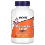 Глюкозамін & МСМ, Glucosamine & MSM, Now Foods, 180 вегетаріанських капсул - Фото миниатюра 1