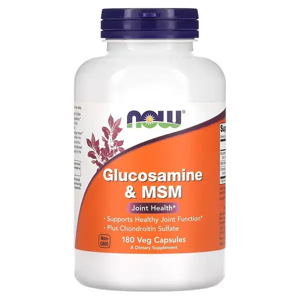 Глюкозамін & МСМ, Glucosamine & MSM, Now Foods, 180 вегетаріанських капсул - Фото 1