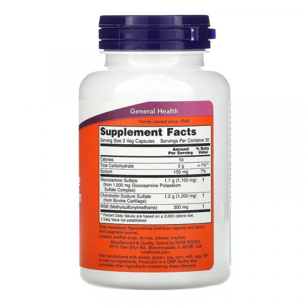 Glucosamine & Chondroitin with MSM, Now Foods, 90 капсул - Фото 2