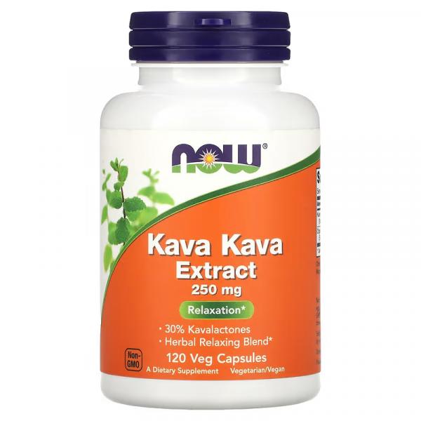 Кава-Кава экстракт, Kava Kava Extract, NOW Foods, 250 мг, 120 растительных капсул - Фото 1