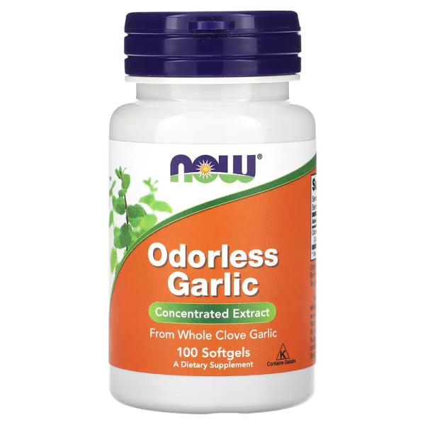 Концентрований екстракт часнику без запаху, Odorless Garlic Concentrated Extract, NOW Foods, 100 капсул - Фото 1