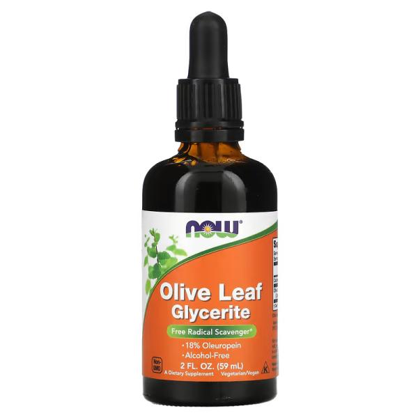 Глицериновый экстракт из листа оливы, Olive Leaf Glycerite, NOW Foods, 60 мл - Фото 1