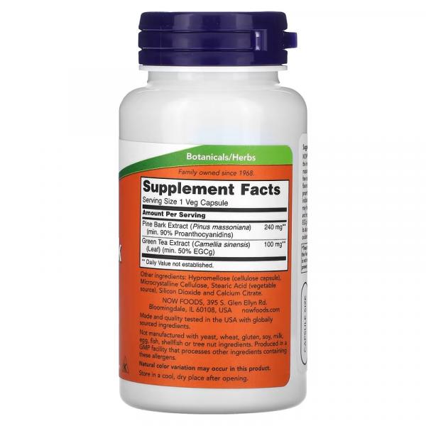 Экстракт сосновой коры, Pine Bark Extract, NOW Foods, 240 мг, 90 растительных капсул - Фото 2