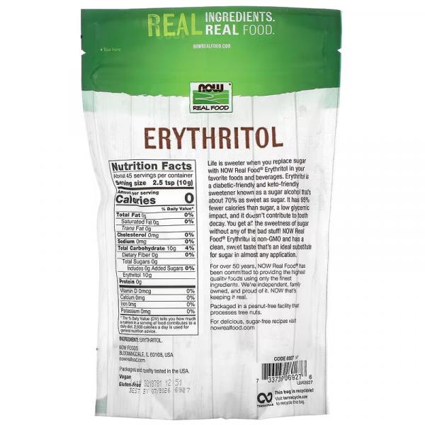 Эритритол, Erythritol, NOW Foods, Real Food, 454 г - Фото 2
