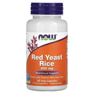 Красный дрожжевой рис, Red Yeast Rice, NOW Foods, 600 мг, 60 растительных капсул
