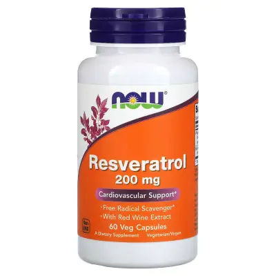 Натуральный ресвератрол, Resveratrol, Now Foods, 200 мг, 60 капсул
