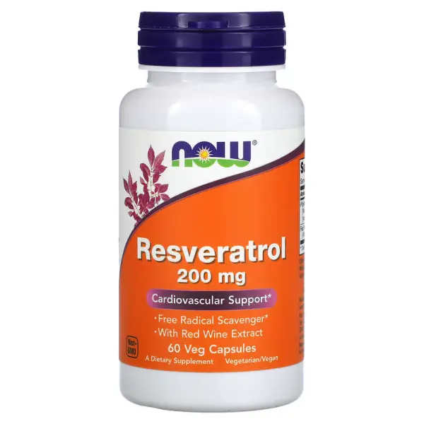 Натуральный ресвератрол, Resveratrol, Now Foods, 200 мг, 60 капсул - Фото 1