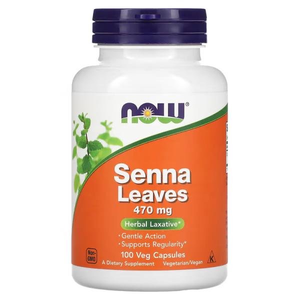 Листья сенны, Senna Leaves, NOW Foods, 470 мг, 100 растительных капсул - Фото 1