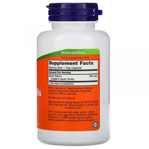 Черный орех, Black Walnut, Now Foods, 500 мг, 100 капсул - Фото 2