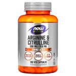 Аргинин и цитруллин NOW Foods, Arginine & citrulline, Sports, 120 вегетарианских капсул - Фото миниатюра 1