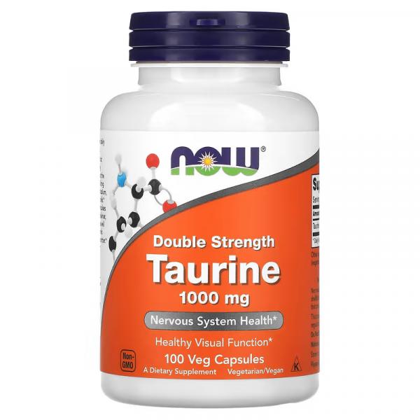 Таурин двойной концентрации, Double Strength Taurine, NOW Foods, 1000 мг, 100 растительных капсул  - Фото 1