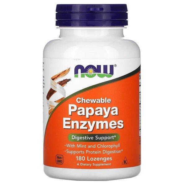 Пищеварительные ферменты папайи, Papaya Enzymes, Now Foods, 180 леденцов  - Фото 1