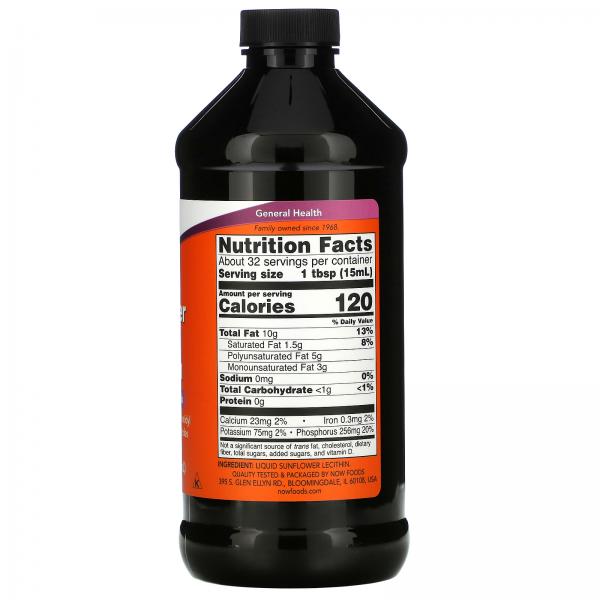 Лецитин подсолнечный жидкий, Lecithin, Now Foods, 473 мл  - Фото 2