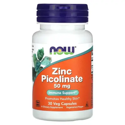 Пиколинат цинка, Zinc Picolinate, Now Foods, 50 мг, 30 капсул