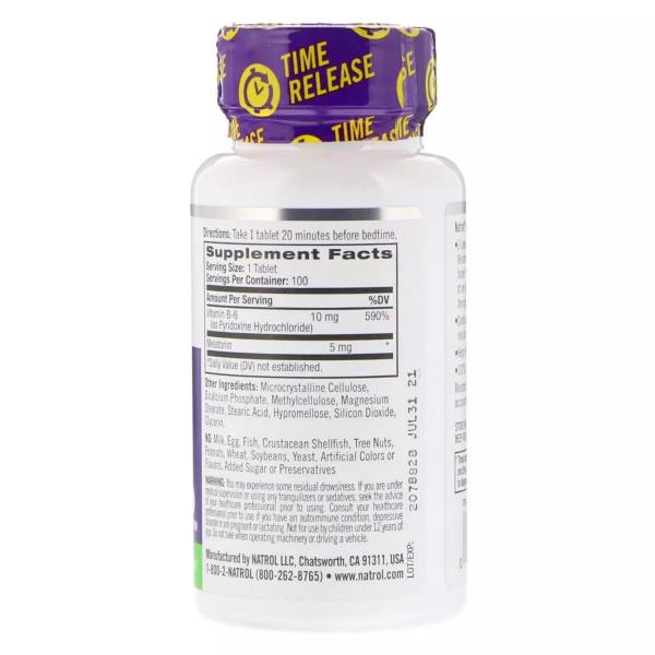 Мелатонин повышенной силы действия, Melatonin, Natrol, 5 мг, 100 таблеток - Фото 2