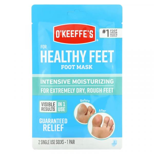 Здоровые ноги, интенсивно увлажняющая маска для ног, без запаха, Healthy Feet, Intensive Moisturizing Foot Mask, Unscented, O'Keeffe's, 1 пара - Фото 1