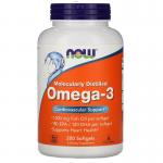 Омега 3, поддержка сердца, Omega-3, Now Foods, 180 EPA/120 DHA, 200 капсул - Фото миниатюра 1
