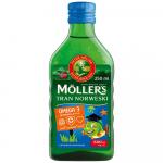 Жидкий рыбий жир (Омега 3) с печени трески c витаминами А, Е, Д3, фруктовый вкус, Omega-3 Cod Liver with vitamins A, E,  D3 Fruit, Mollers Tran Norweski, 250 мл - Фото миниатюра 1