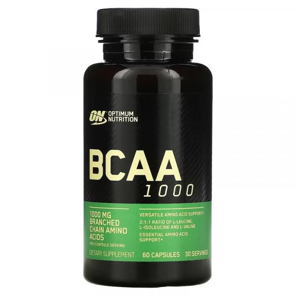 BCAA 1000, Optimum Nutrition, 500 мг, 60 капсул - Фото 1