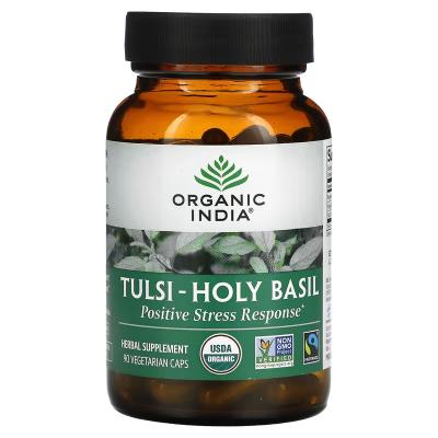 Тулси и базилик священный, положительная реакция на стресс, Tulsi Holy Basil Positive Stress Response, Organic India, 90 вегетарианских капсул