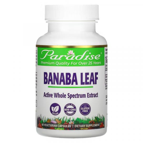 Лист банабы, Banaba Leaf, Paradise Herbs, 60 вегетарианских капсул - Фото 1
