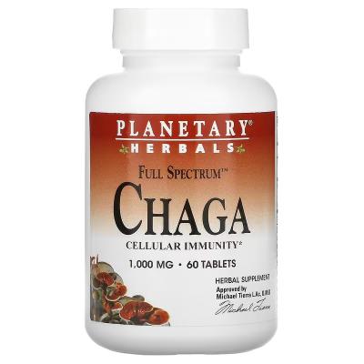 Чага, Chaga, Planetary Herbals, Full Spectrum, 1000 мг, 60 таблеток