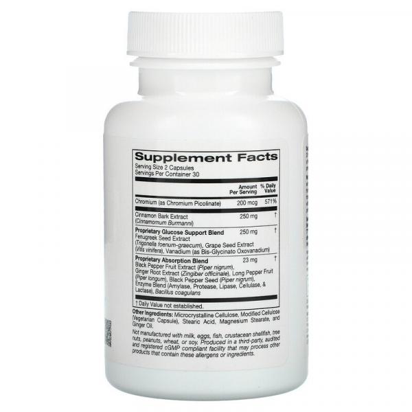 Поддержка уровня глюкозы в крови, Blood Glucose Support, ZOI Research, 60 растительных капсул - Фото 2