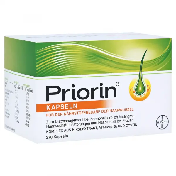Приорин от выпадения волос, Priorin, Bayer, 270 капсул - Фото 1
