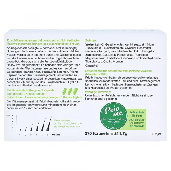Приорин от выпадения волос, Priorin, Bayer, 270 капсул - Фото 3