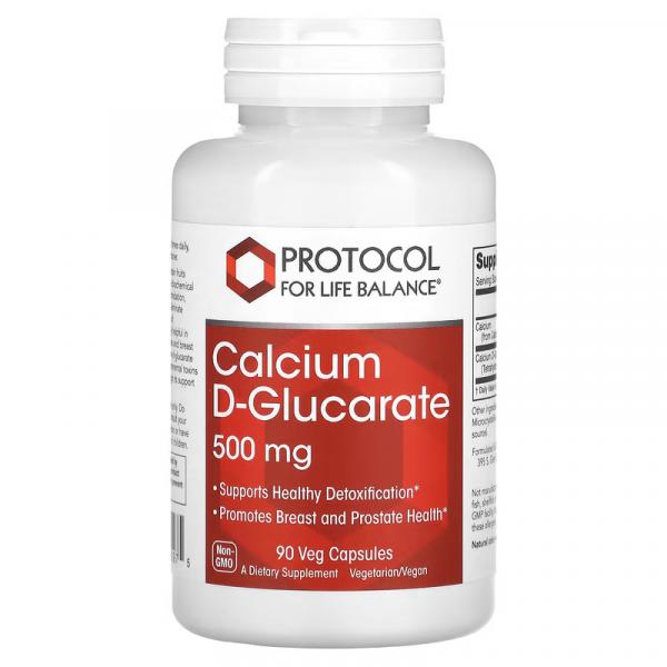 D-глюкарат кальция, Calcium D-Glucarate, Protocol for Life Balance, 500 мг, 90 растительных капсул - Фото 1