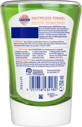 Наполнитель для автоматического дозатора с ароматом яблока, No-Touch Kids Refill Power, Apple, Sagrotan, 1 шт x 250 мл - Фото 2