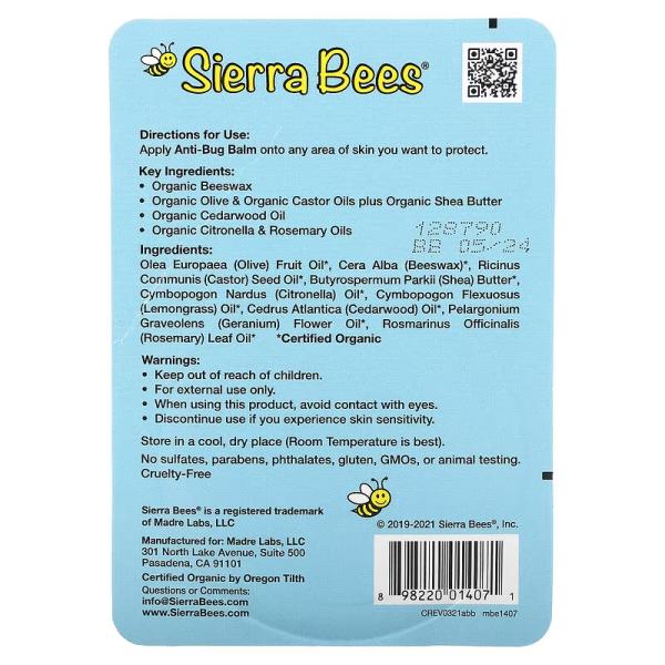 Бальзам против насекомых, масло кедра, герани и розмарина, Anti Bug Balm Cedarwood Geranium Rosemary Oil, Sierra Bees, 17 г - Фото 4
