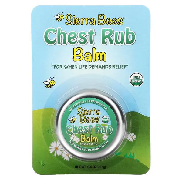 Бальзам для втирания в грудь, эвкалипт и перечная мята, Chest Rub Balm Eucalyptus Peppermint, Sierra Bees, 17 г - Фото 2