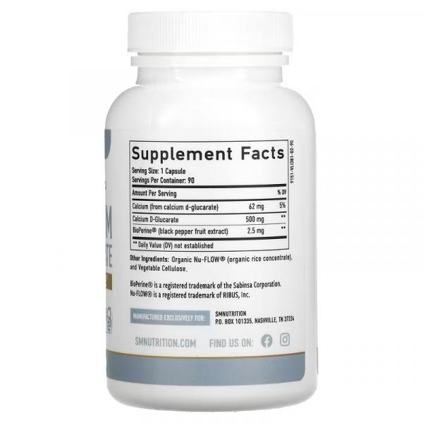 Кальций D-глюкарат, Calcium D-Glucarate + BioPerine, SMNutrition, 500 мг, 90 капсул - Фото 2