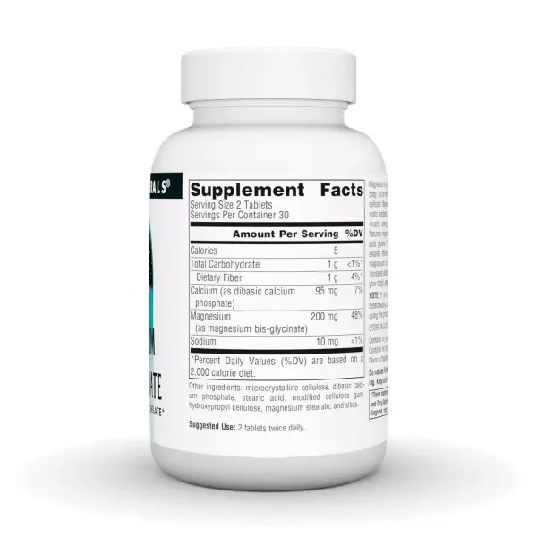 Магний Бисглицинат, Magnesium Bis-Glycinate, Source Naturals, 60 таблеток - Фото 2
