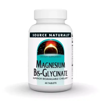 Магний Бисглицинат, Magnesium Bis-Glycinate, Source Naturals, 60 таблеток